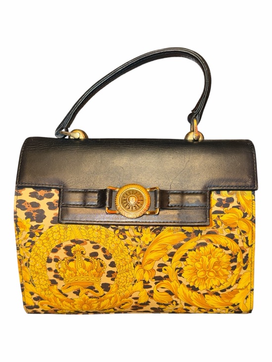 Versace Handbags - ⁠RARE Vintage Gianni Versace Barocco Leopard Canvas Top Handle Bag Medallion